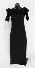 XScape Women's Petite Isla Ruffle Scuba Crepe Off Shoulder Dress TM8 Black 8P