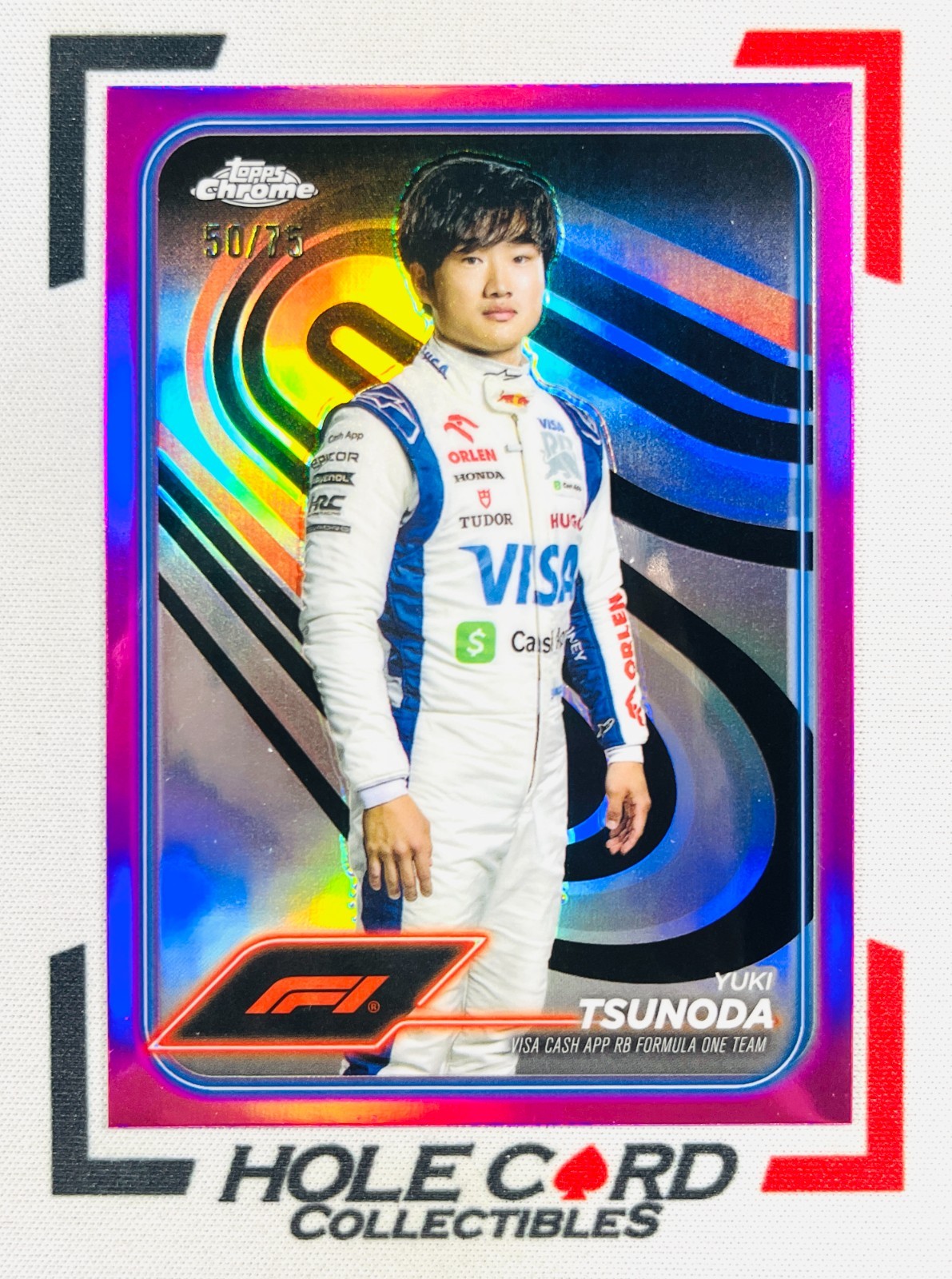 YUKI TSUNODA 2024 Topps Chrome Formula 1 F1 #17 Pink Refractor 50/75