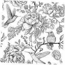 Vintage Floral Peel and Stick Wallpaper - Black and 17.7" x 236.2" Black/White
