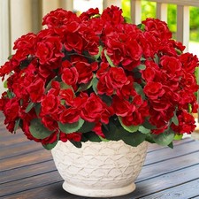 Artificial Geraniums Flowers for Outdoors Summer Decor, 4 Bundles Fake Flowers S