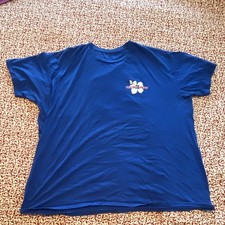 Trader Joe  s Royal Blue Short Sleeve T-Shirt XL Regular Fit Hibiscus Logo