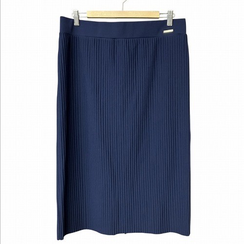 Marcyork Navy Ribbed Stretch Pleated Pencil Skirt Womens Size L
