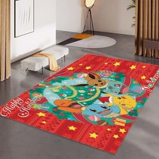 Pok mon Happy Holiday Print Foldable Rectangular Floor Mat Rugs Anti-Skid Carpet