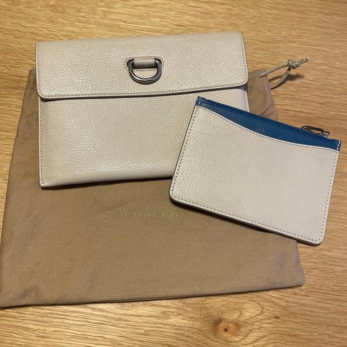 Burberry Beige Clutch Bag Women's Leather Authentic Secondhand Near Mint