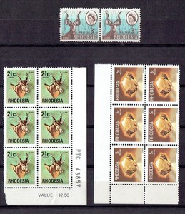 Rhodesia. Accumulation of 14 stamps. Animals, Diamonds & QEII. MNH