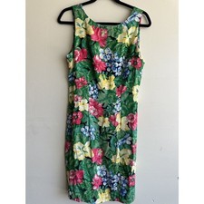 Vintage E.D. Michaels Hawaiian Floral Dress USA Made Size 7/8 Tropical