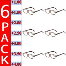 6 Pack Reading Glasses Mens Womens Unisex Readers Eyeglasses Glasses New Square