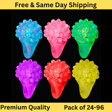 24-96Pcs LED Light Up Ring Flashing Bumpy Rings Finger Toys Novelty Kids Adults