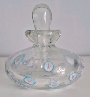 Vintage Hand blown Glass Perfume Bottle Paperweight With Stopper Decorative