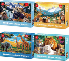 Kids Puzzles Ages 5-8 - Wild Animals Puzzles 100 Piece Jigsaw Puzzles for Kids A