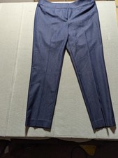 Nine West Solid Blue Straig Leg Trouser Blue Size 10 Business Work Wear Offic