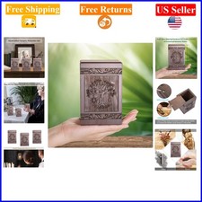 Walnut Wooden Small Keepsake Urn for Human or Pet Ashes, 20 cu in, Retro Style