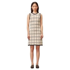 Tory Burch Ivory Black Check Tweed Sheath Old Money Dress Small