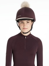 LeMieux Classique Pom Hat Silk Damson | Elastic One Size AW25 Faux Fur Pompom
