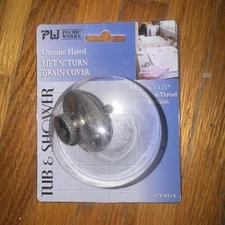 Plumb Works " NIP "  # 679-8578 Universal Lift And Lock Chrome Finish Tub Drain