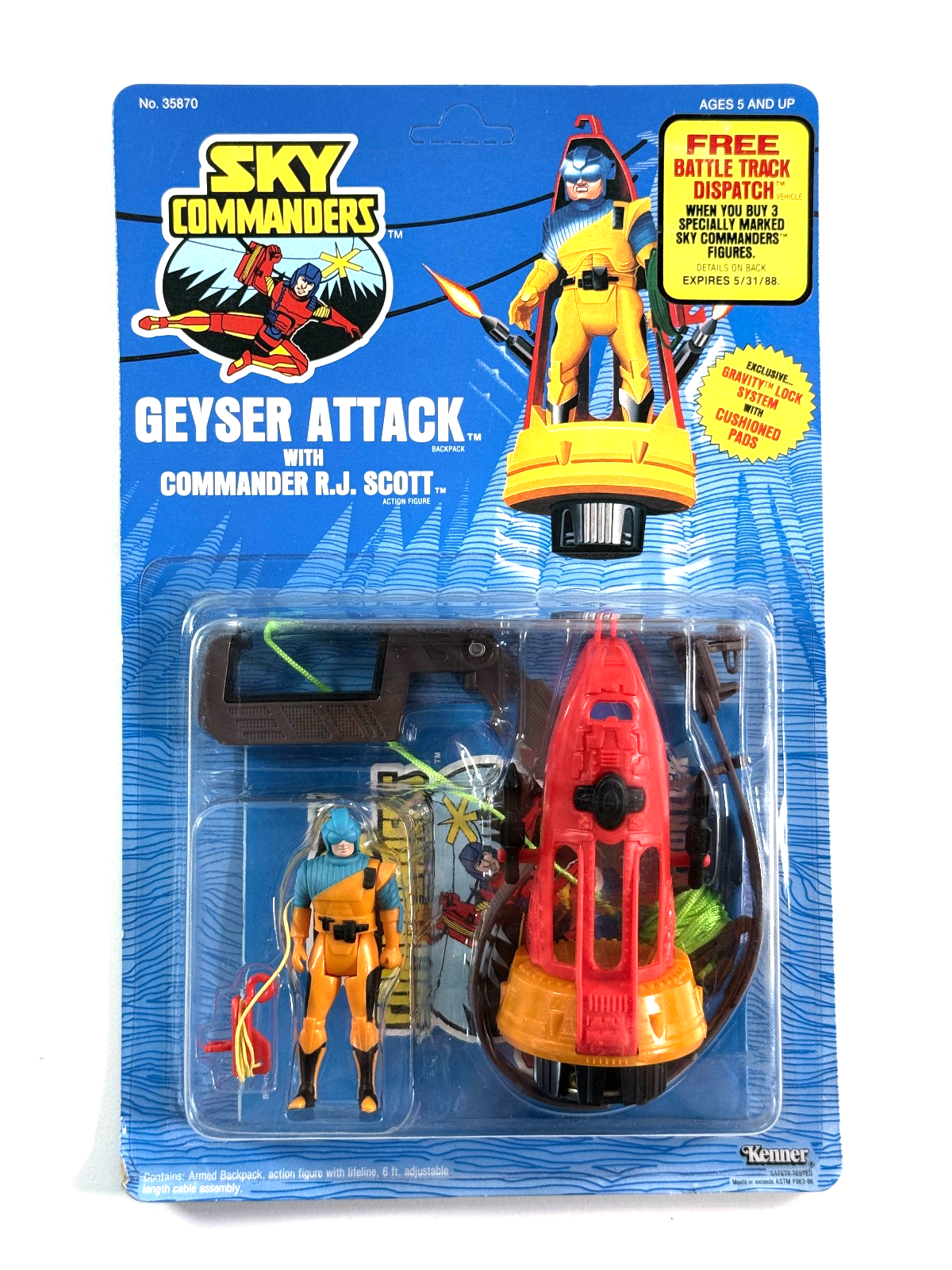 vtg 1987 Kenner Sky Commanders Figure MOC Geyser Attack RJ Scott SEALED unpunch