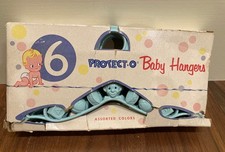 Vintage 6 Protect-O Plastic Baby Children's Clothes Hangers - Blue NIB