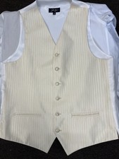 Cream Stripe Jean Yves Waistcoat Size Small. New with Tags
