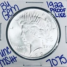 1922 BU UNCIRCULATED SILVER PEACE DOLLAR AUTHENTIC U.S. MINT FREE SHIPPING 7075