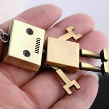 New Bronze Key Ring Gift Cute Robot Metal Keychain Pendant Key Chain Movable