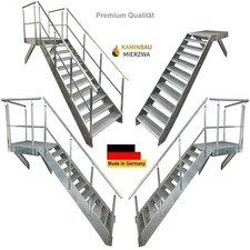 Stahltreppe Verzinkt 11 Stufen Höhe209cm ink Podest 100x100cm Aussen Podestreppe