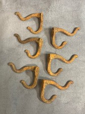 6 Antique Vintage Rustic Cast Wrought Iron Wall COAT HOOKS Hardware 3" RUSTY