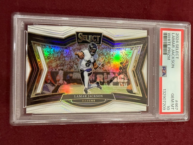 Lamar Jackson 2024 Select White Prizm Field Level 16/35 PSA 10 Gem Mt Low POP