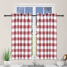 Simple Deluxe Buffalo Check Kitchen Tier Curtains Plaid Gingham Small Curtain