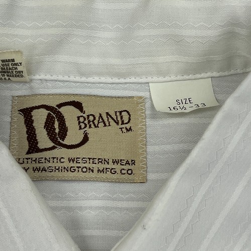 VTG DC Brand Shirt Men's 16-33 Large White Stripe Pearl Snap Sawtooth USA Made* - Picture 8 of 15
