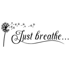 Just Breathe Vinyl Wall Decal Yoga Quotes Positive Relax Motto Art Letters Sa...