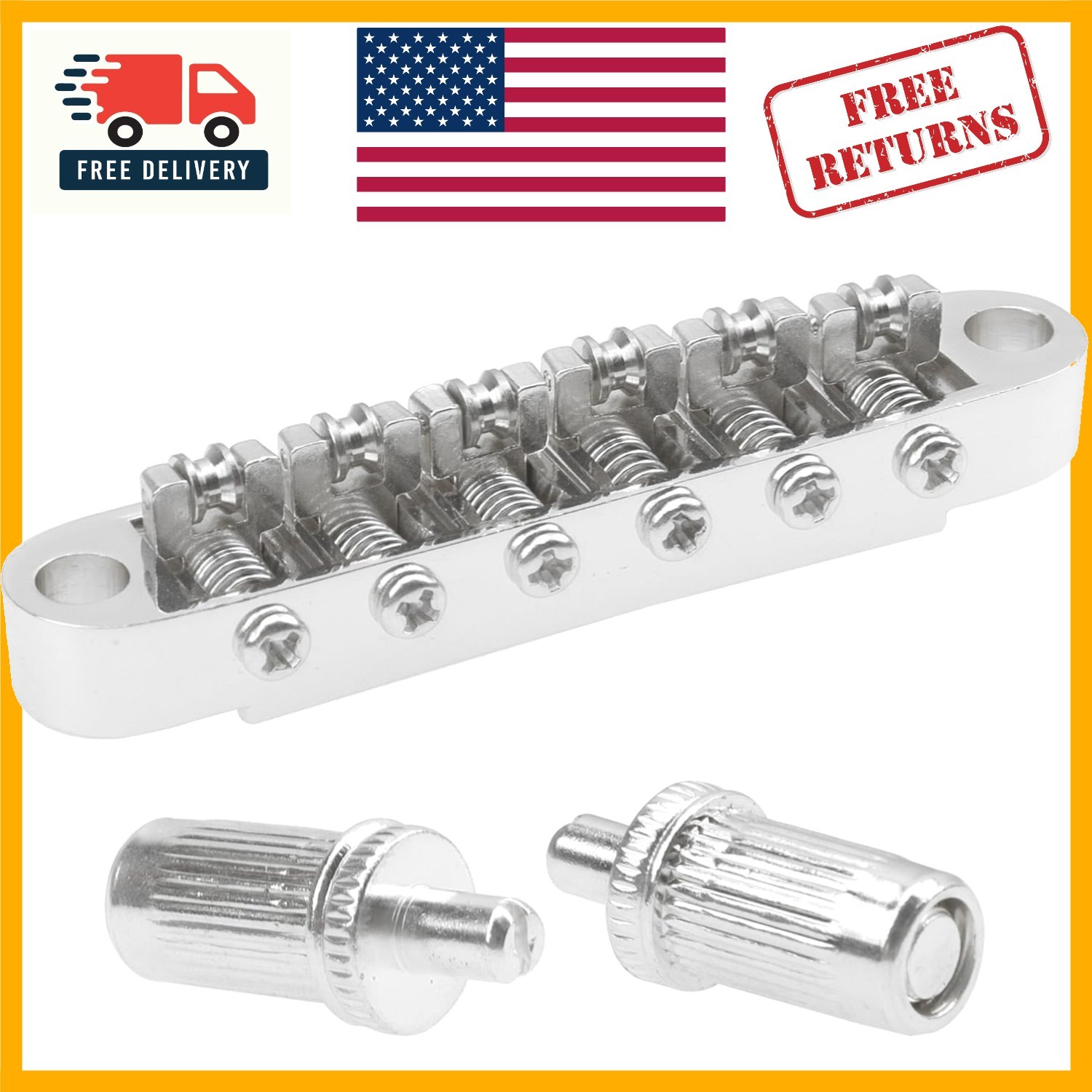 Durable Zinc Alloy Tune-O-Matic Roller Saddle Bridge - Fits 6 String Guitars