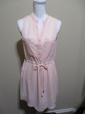 Sleeveless Light Peach Mini Dress Lined V-Neck Women's Size Medium EUC