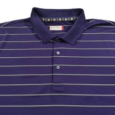 Ben Hogan Mens XL Purple White Stripe Golf Polo Shirt Short Sleeve