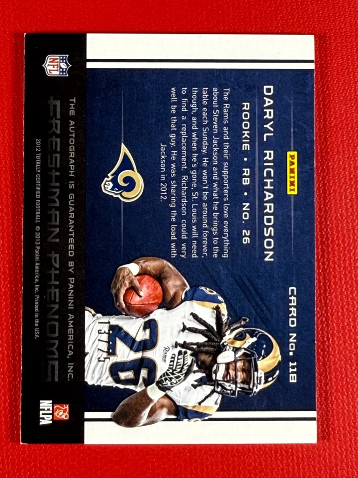 2012 Totally Certified -  Daryl Richardson #118 Autographs Gold /25 (RC) - Image 2 of 2