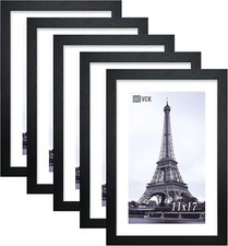 VCK Poster Frames 11x17 Black Set of 5, Solid Wood Picture Frames