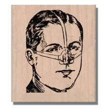 Mounted Rubber Stamp, Victorian Man With Nose Cup, Face, Head, People, Media, sm