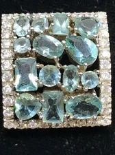 Vintage 925 Sterling Silver Blue Topaz  Cubic Zirconia  Unique Slide Pendant