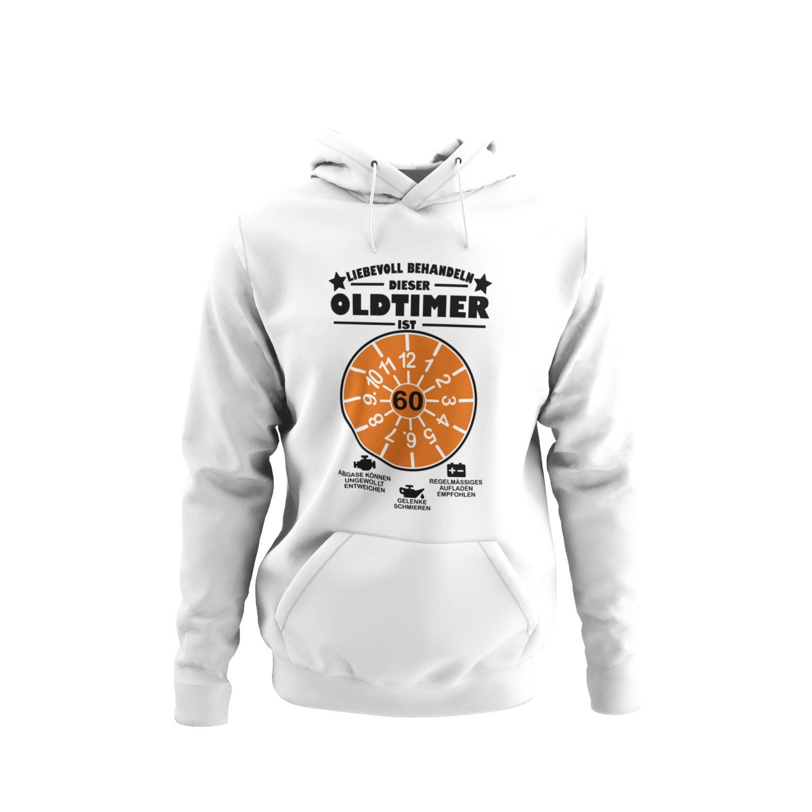 Oldtimer +50 +60 +70 TÜV Geburtstag Retner Plakette Personalisier Herren Hoodie