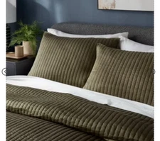 Cotton Sateen Quilt Pillow Sham Set Of 2 King Size Wreath Green Brand New