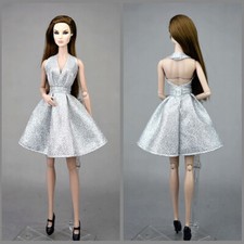 Silver Doll Clothes For 11.5" 1/6 Doll Dress Gown Short Dresses Outfits Kid Toys