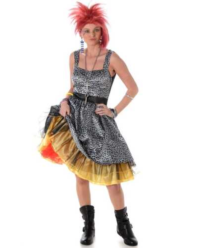 K674 Pop Diva 80s Wild Child Rock Star Celebrity 1980s Fancy Dress Party Costume - Picture 2 of 2
