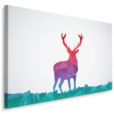 CANVAS Leinwand Bilder XXL Wandbilder Kunstdruck Hirsch Geometrisch Modern 836