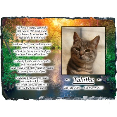 Pet Dog Memorial Plaque Photo Slate -Woodland stream UK