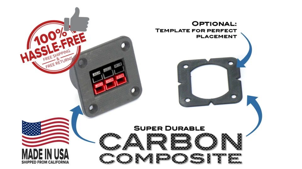 Adaptador de montaje en panel para Anderson Powerpole PP15/30/45 2x3 compuesto de carbono Foto 2 de 4