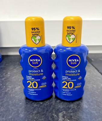 2 x NIVEA SUN | Protect & Moisture Sun Spray SPF20 | Medium | 200 ml