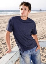 Adult SS unique microstripe Tee. 50/50 poly/ctn. Made in USA. Size Small to 2XL