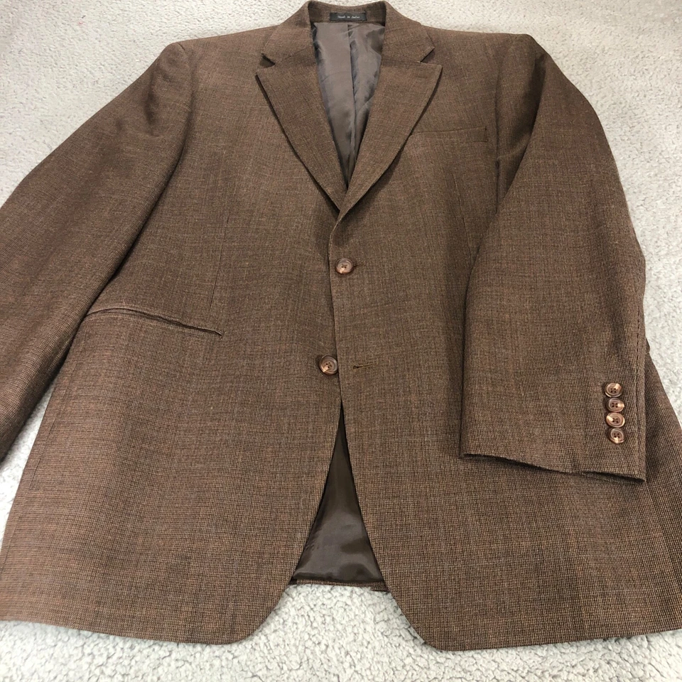 Traje Chaqueta Blazer Lauren Ralph Lauren Para Hombre 42 L Marrón Seda y Lana Ventilación Única Foto 3 de 4