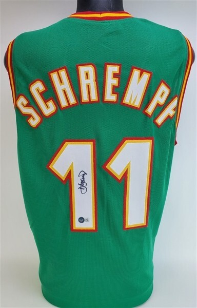 Detlef Schrempf Autographed Signed Seattle Supersonics Green Jersey (Beckett) 3xAll Star Fwd 