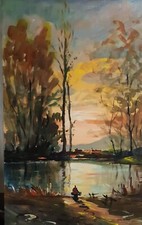 Nuzzo William -  Olio su cartonato - Paesaggio autunnale - 40x60