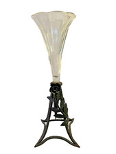 BOUQUETIÈRE DE STYLE ART DÉCO EN VERRE ET MONTURE FER FORGÉ 1930